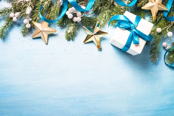 Christmas background on blue. — Stock Photo, Image