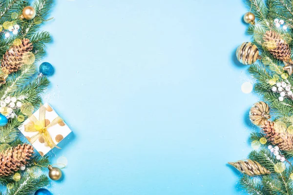 蓝色的圣诞节背景装饰. — 图库照片