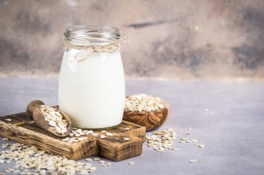 Vegan oat milk, non dairy alternative milk.  clipart
