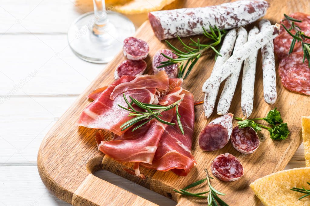 Antipasto - sliced meat, ham, salami, olives