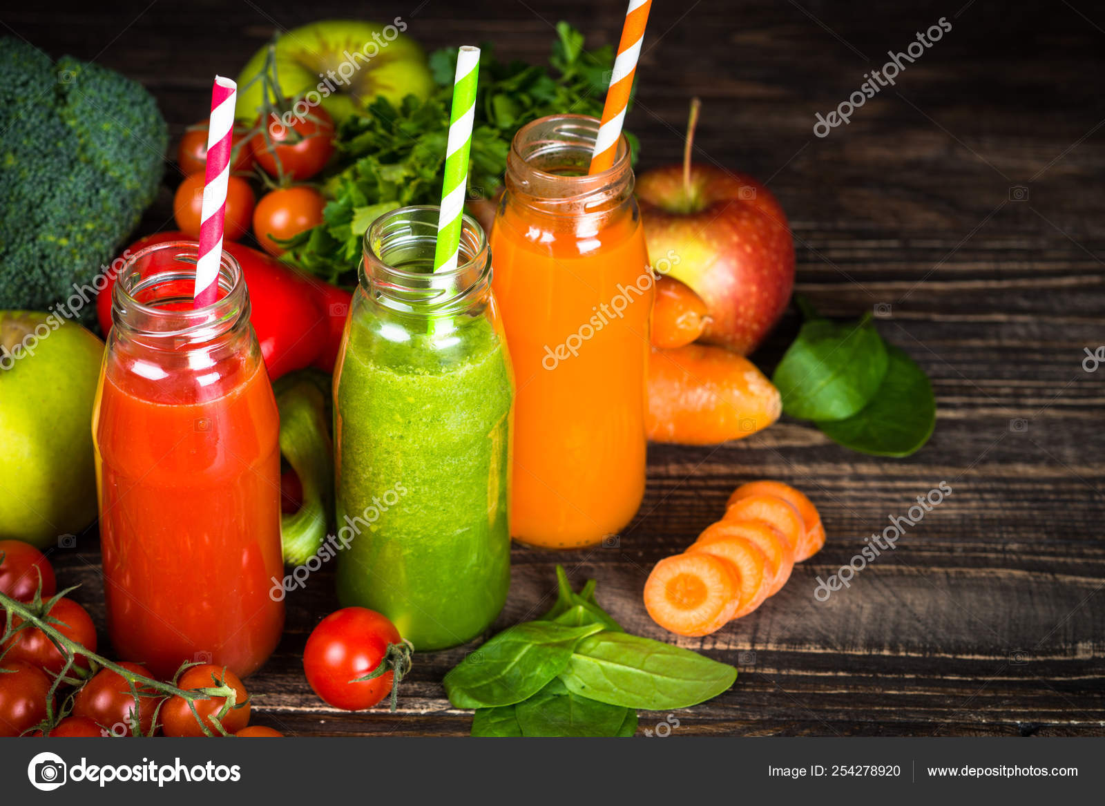 Fruit and Vegetable smoothie drink. Stock Photo by ©Nadianb 254278920