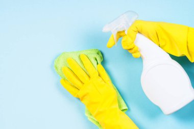 Mavi arkaplanda temizlik kavramı.