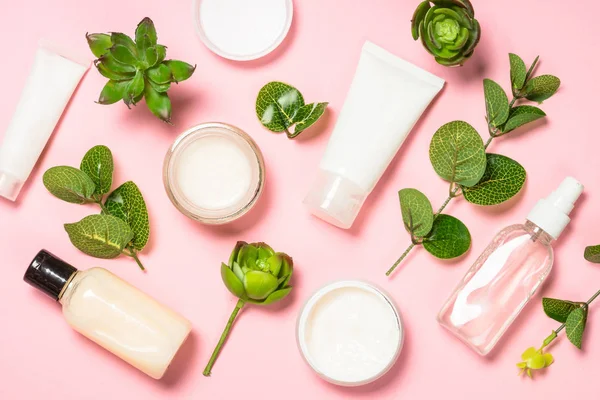 Huidverzorging product, natuurlijke cosmetische platte lag. — Stockfoto