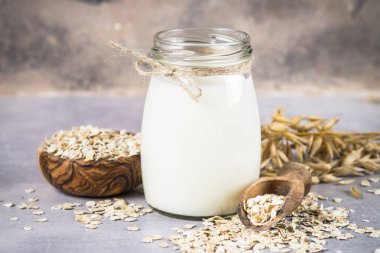 Vegan oat milk, non dairy alternative milk.  clipart