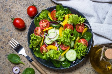 taze sebze salatası Üstten Görünüm.