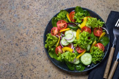 taze sebze salatası Üstten Görünüm.