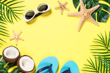 Yaz tropikal tatil arka plan üst görünümü.