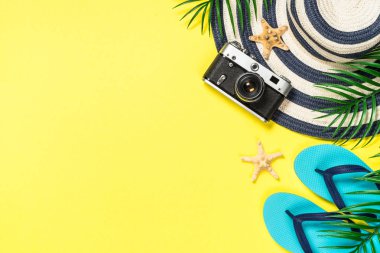 Yaz seyahati konsepti düz görünüm.