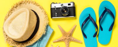 Yaz seyahati konsepti düz görünüm.