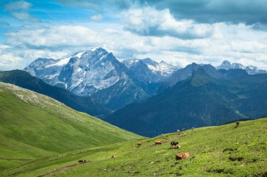 Alp peyzaj Dolomites, İtalya.