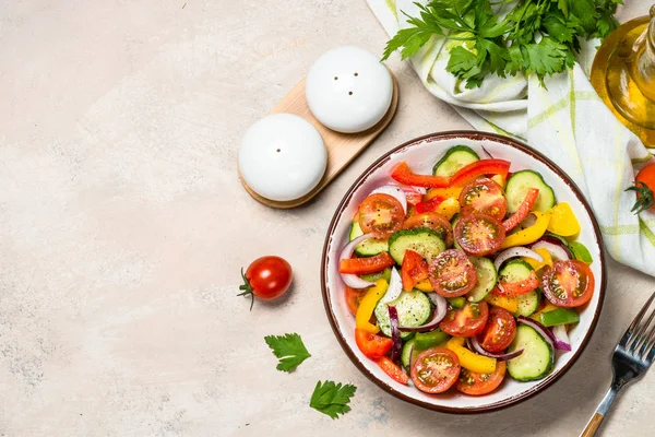 Vegetable salad on light table top view. — Stock Photo, Image