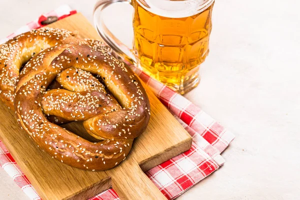 Oktoberfest food beer and pretzel.