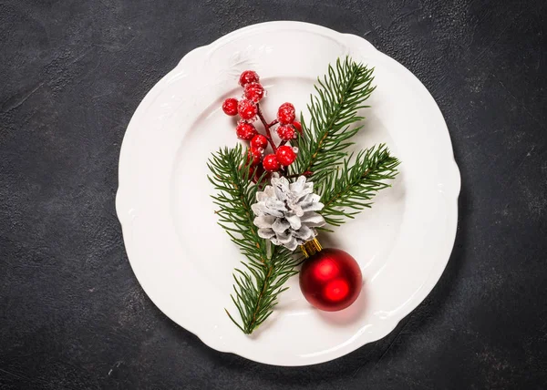 Fondo de comida navideña sobre mesa negra . — Foto de Stock