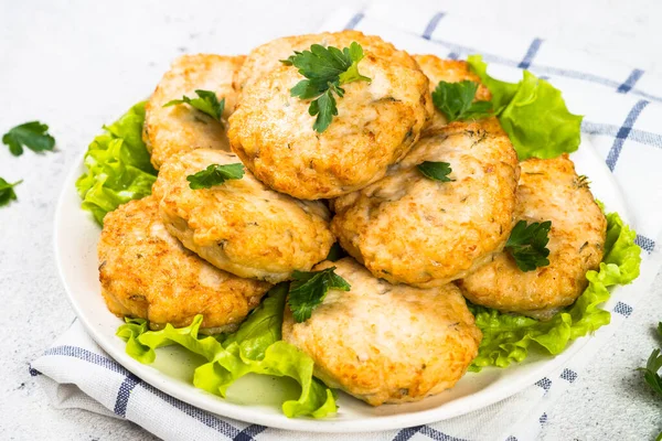 Chicken cutlet in the plate. — Stock Photo, Image