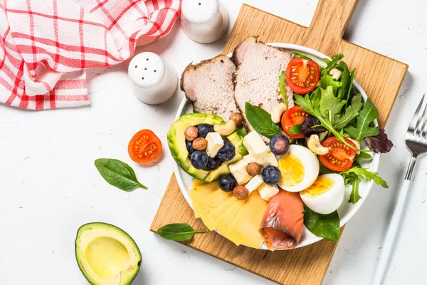 Keto diet plate on white table. — Stock Photo, Image