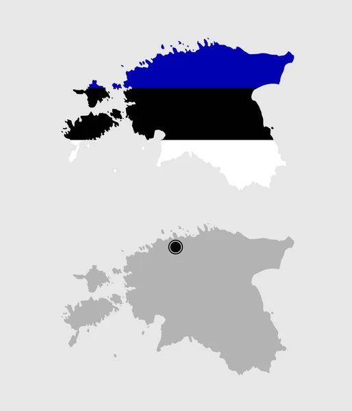 Kontur Estlands Grau Und Den Flaggenfarben — Stockvektor