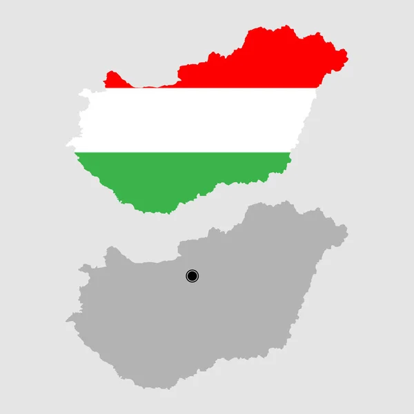 Contorno Hungria Nas Cores Cinza Bandeira —  Vetores de Stock