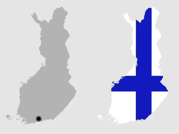 Kontur Finnlands Grau Und Den Flaggenfarben — Stockvektor