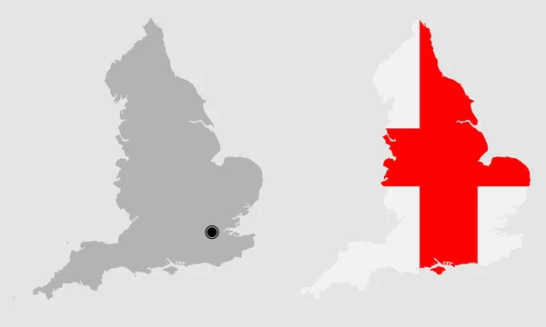 Kontur Englands Grau Und Den Flaggenfarben — Stockvektor
