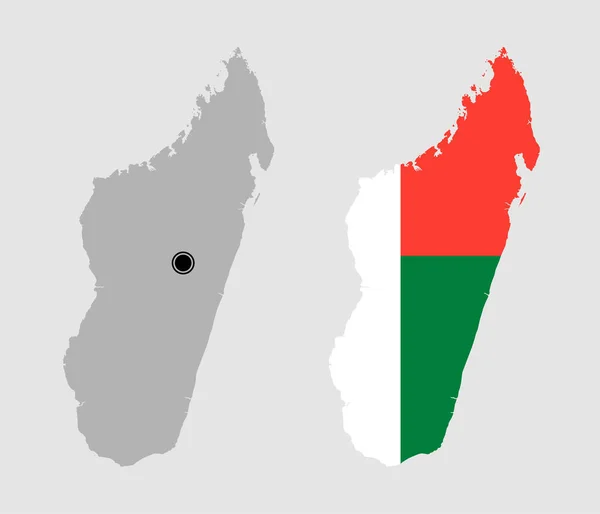 Kontur Madagaskaru Kolorze Szarym Flagowym — Wektor stockowy