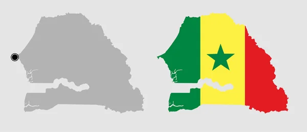 Contorno Senegal Gris Colores Bandera — Archivo Imágenes Vectoriales