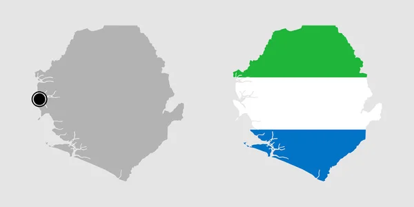 Silhouette Von Sierra Leone Grau Und Den Flaggenfarben — Stockvektor
