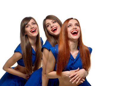 Beautiful triplets sisters clipart