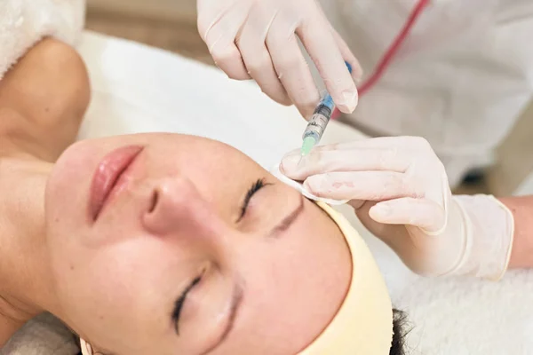 Facial mesotherapy syringe face — Stock Photo, Image