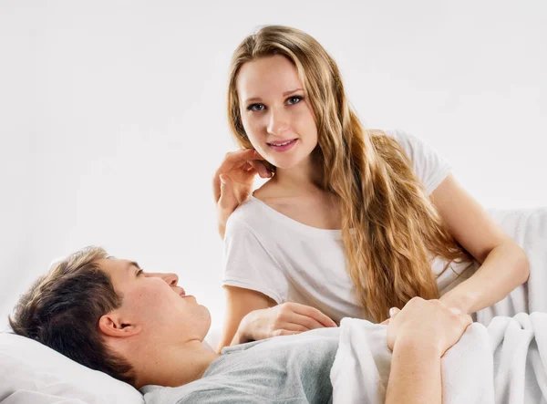 Young spouses in bed — Stock Photo, Image