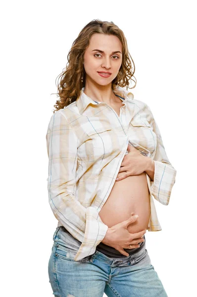 Happy Pregnancy slim woman portrait — Stock Photo, Image