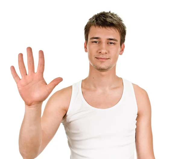 Man showing five fingers — Stock Photo, Image