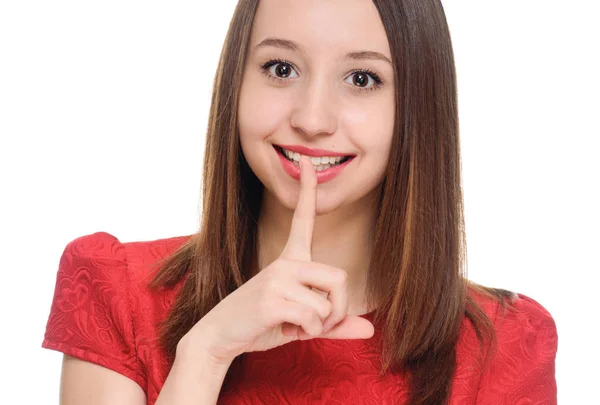 Woman shows sign of silence — Stock Photo, Image