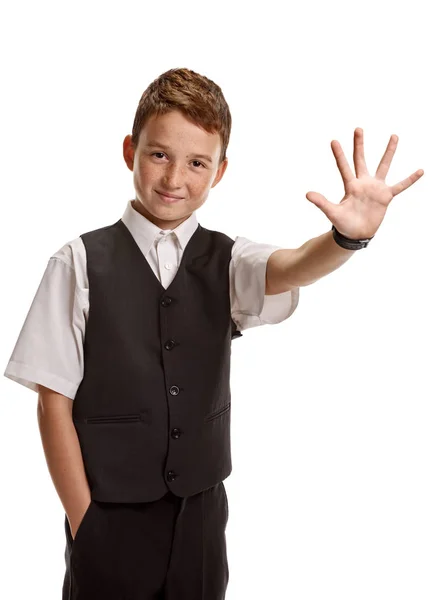 Happy pupil gesturing — Stock Photo, Image