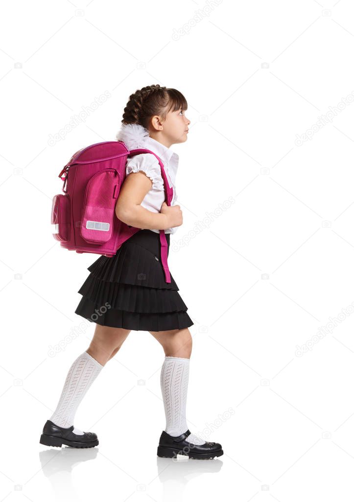 Schoolgirl with bag full length