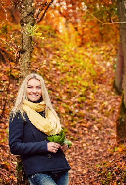 Herbstliches hübsches Frauenporträt — Stockfoto