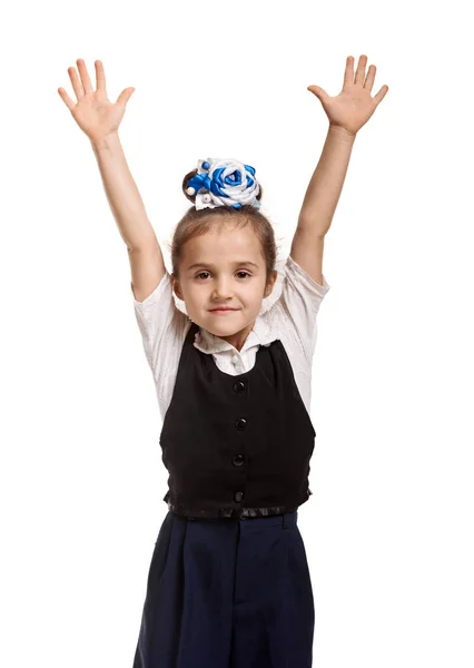 Speelse schoolmeisje portarit — Stockfoto