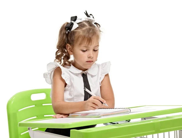 Smart schoolgirl writing — Stock Photo, Image