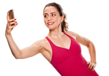 sportif kadın alarak selfie