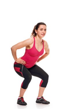 Çömelme yapan kadın.