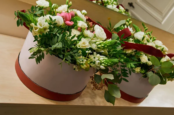 Flowers in present boxes