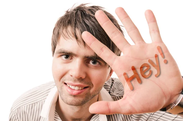 Man saying hey — Stock Photo, Image