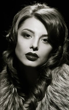 çekici Bayan kapatın. siyah ve beyaz