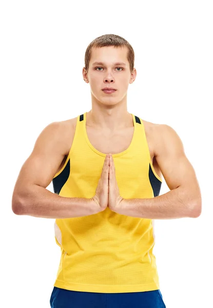 Hombre estirando su brazo — Foto de Stock