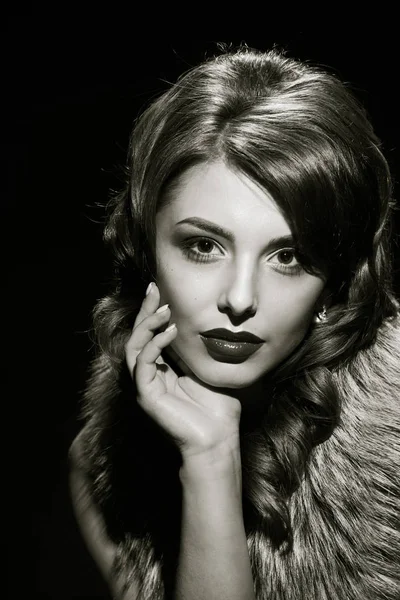 Charming glamorous lady. black and white — Stock Photo, Image