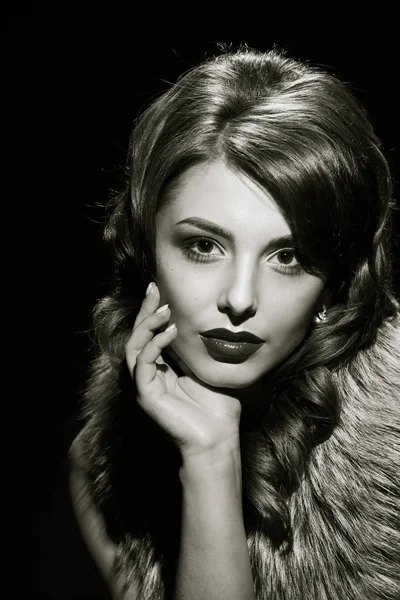 Charming glamorous lady. black and white Royalty Free Stock Images