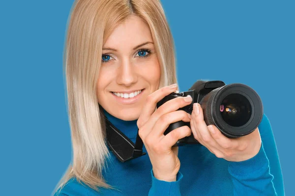 Chica belleza fotógrafo — Foto de Stock