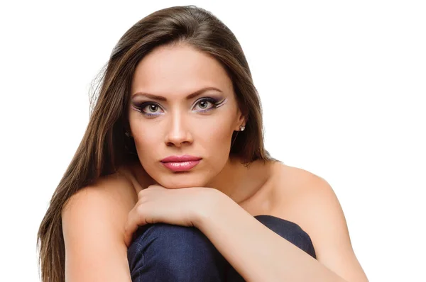 Portrait of woman with straight long hair — Stock Photo, Image