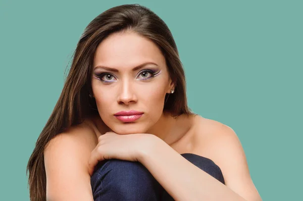 Portrait of woman with straight long hair — Stock Photo, Image