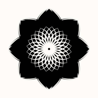 Vektör görüntü siyah bir çiçek. Tek Renkli krizantem. Tasarım öğesi. Çiçek vektör çerçeve. Çiçek logosu. Vektör çizim.