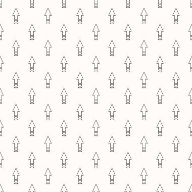 Seamless modeli ile bir açık renkli figürlü bir oku. Çıkış sembolü. Hareketin yönü. Sonsuz doku Tekstil tasarımı için. Bej renkli bir arka plan üzerinde yinelenen. Soyut geometrik doku. Vektör renk arka plan.